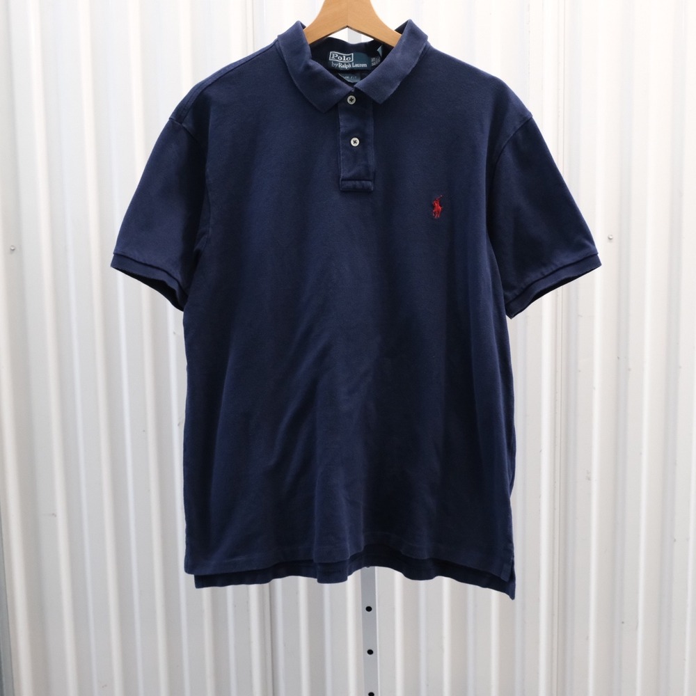 Polo Ralph Lauren Polo Shirt Men XL Navy Blue Slim Fit Short Sleeve Cotton